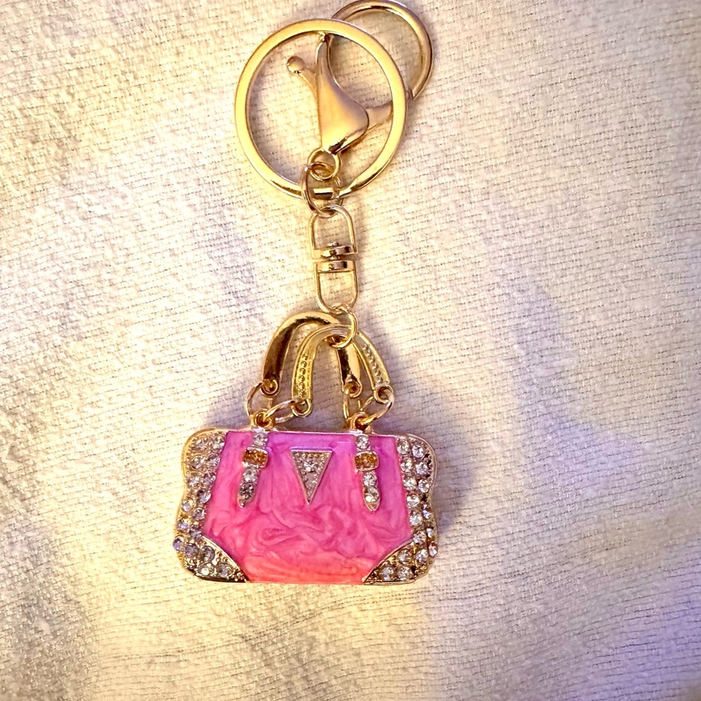 Pink and Gold Handbag Bag Charm - Picture 3 of 3